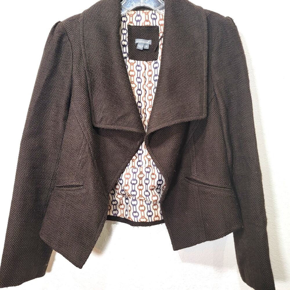 Anthracite Brown Tweed Jacket 6 Lined Structured Chocolate Medium